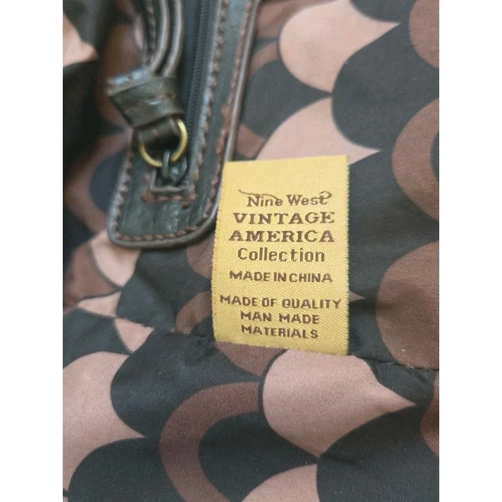 Vtg America Nine West‎ Dark Brown Leather Back Pack Travel Bag Magnetic Pockets